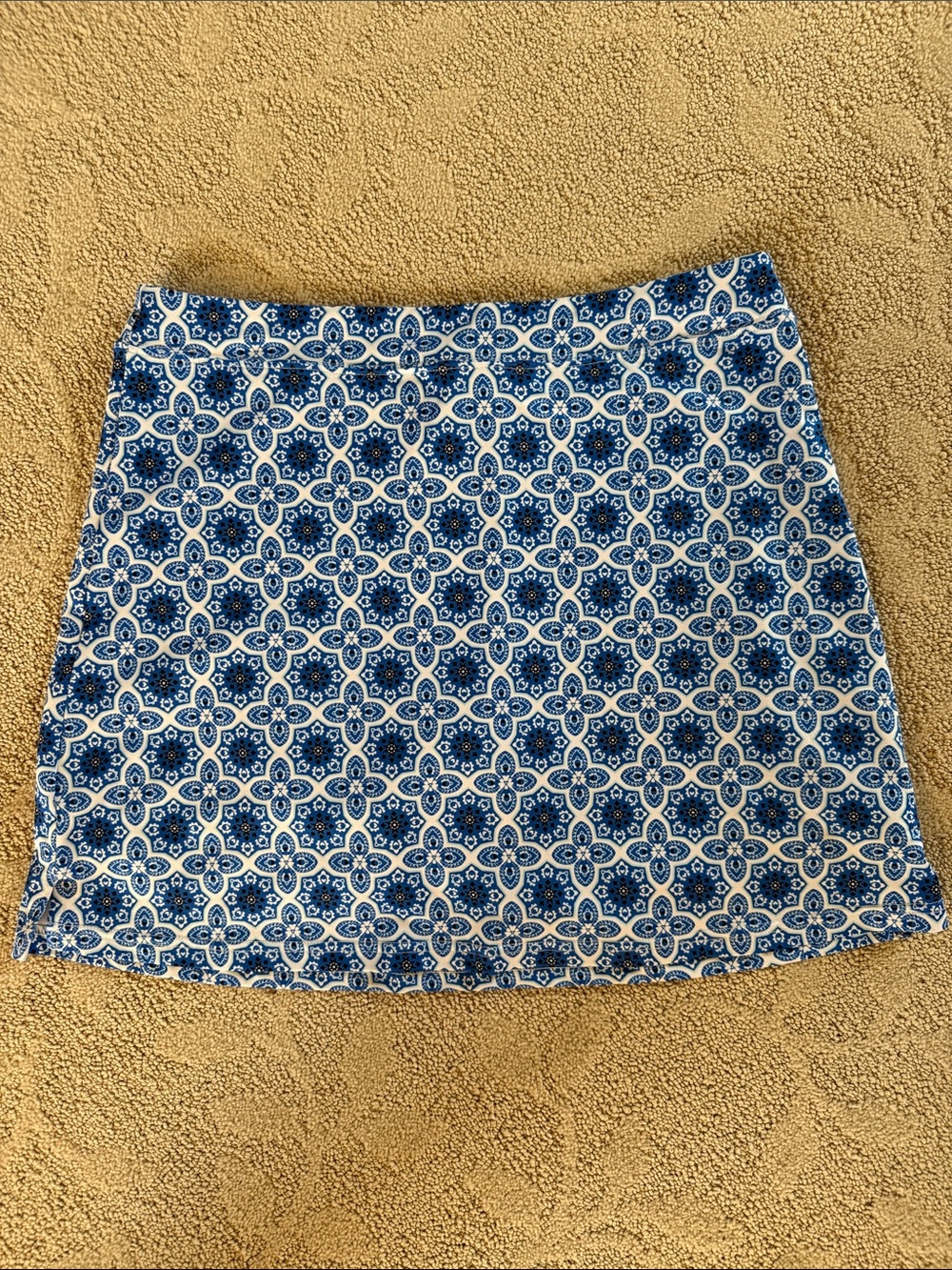 Blue Geometric-Print Mini Skirt